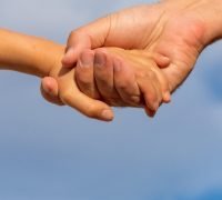 assist, assistance, blue, care, child, blue sky, nature, closeup, clouds, concept, family, friend, girl, guide, hand, help, holds, one, person, reaching, sky, strength, stretched, support, two, white, young, blue support, blue help, blue care
